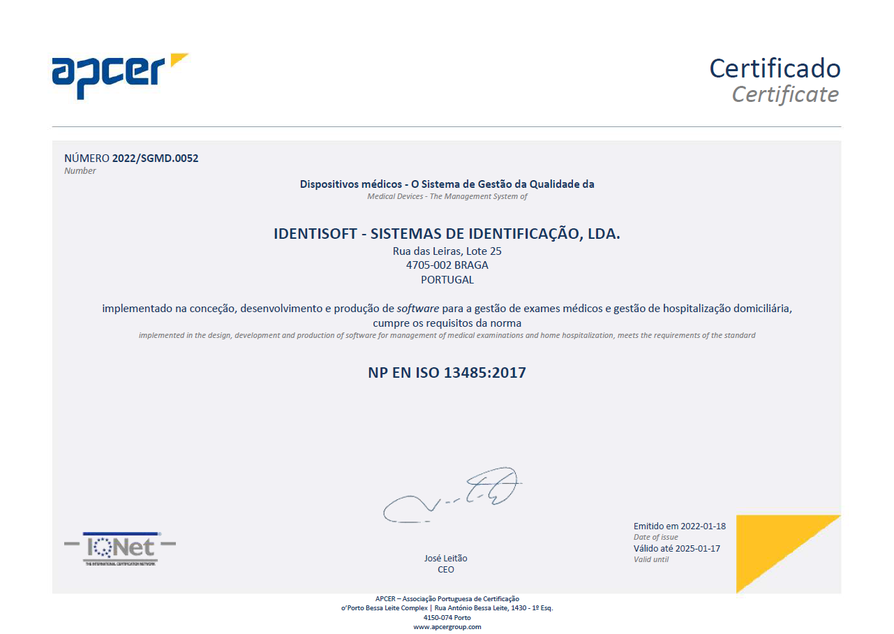 Certificado ISO 13485
